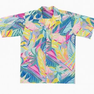 Boreal Vintage Pastel Floral Shirt – 80s Tropical Unisex Button Down (M)